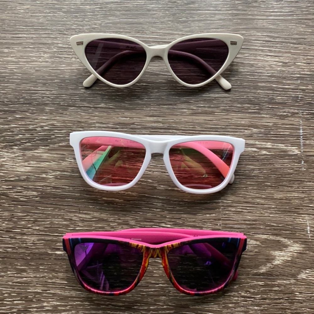 Goodr and Free People sunglasses.